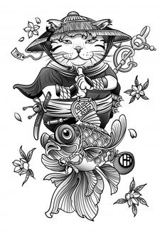Mẫu 4 Hình Xăm Mèo May Mắn - tungletattoo.com